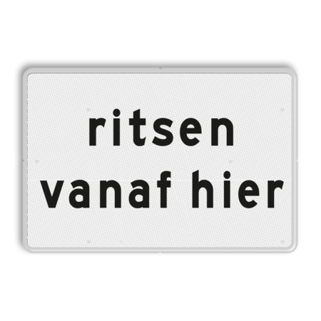 Verkeersbord RVV OB726 - Onderbord - ritsen vanaf hier