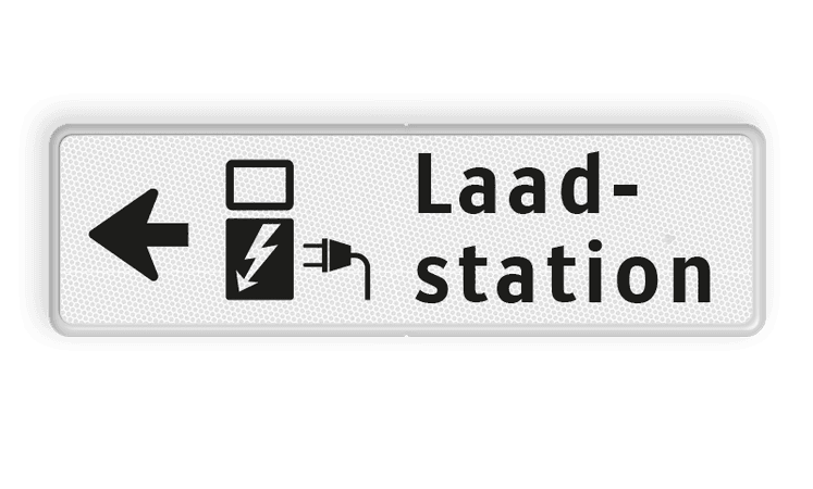 Verkeersbord RVV OBE05l - Onderbord -  Elektrisch laadstation links