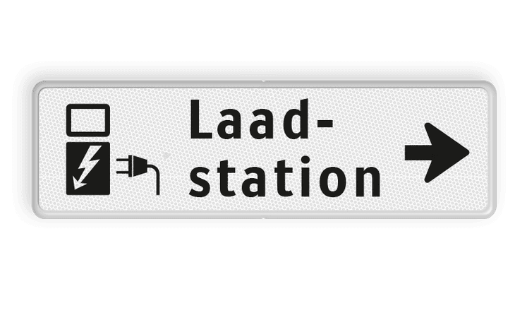 Verkeersbord RVV OBE05r - Onderbord -  Elektrisch laadstation rechts