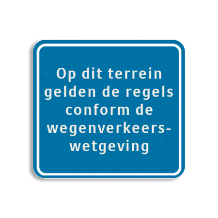 Vlak terreinbord 119x109mm blauw/wit - Regels conform wegenverkeerswetgeving