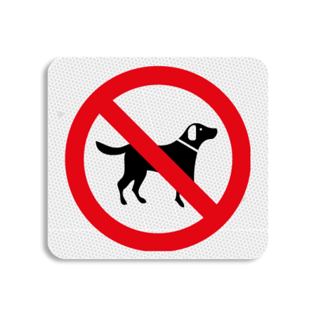 Vlak terreinbord 119x109mm - Pictogram Honden verboden