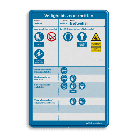 PBM veiligheidsbord met veiligheidsvoorschriften naar uw wens