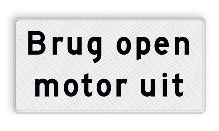 Verkeersbord RVV OBD10a - Onderbord - Brug open motor uit