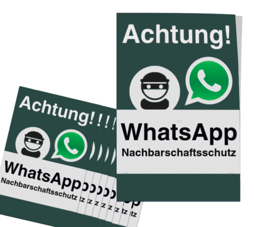 WhatsApp - Achtung Nachbarschaftsschutz Aufkleber (10 Stück)