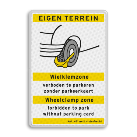 Verkeersbord OV0412a LET OP! Wielklem - 2-talig met toelichting