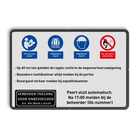 Instructiebord PBM-pictogrammen en eigen tekst