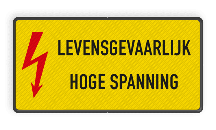 Waarschuwingsbord LEVENSGEVAARLIJK, Hoge spanning