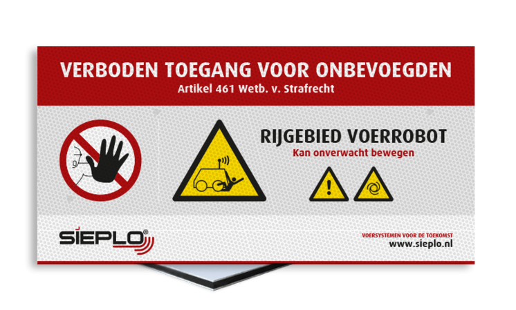 Veiligheidsbord Rijgebied robot, verboden toegang - in huisstijl