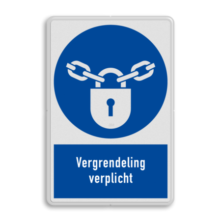 Veiligheidsbord M028 met tekst Vergrendeling verplicht