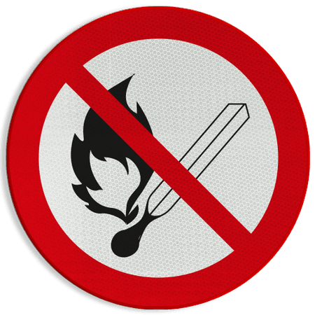 Reflecterende sticker of bord Pictogram P003 - Vuur, open vlam en roken verboden