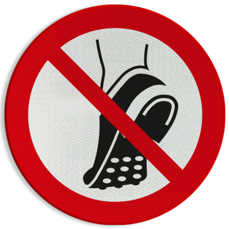 Veiligheidspictogram P035 - Schoenen met metalen noppen verboden - reflecterend