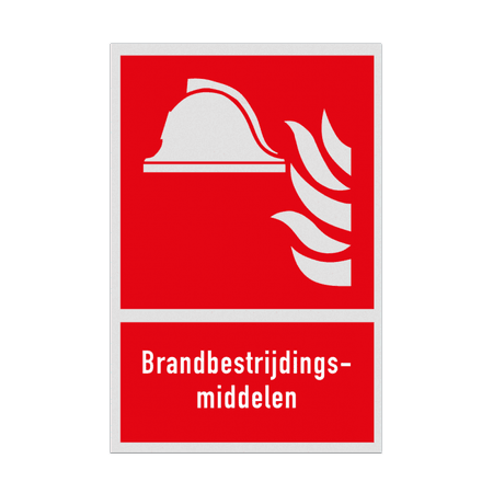 Brand bord met pictogram en tekst Brandbestrijdingsmiddelen