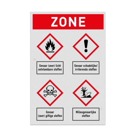 Veiligheidsbord met gevaar (GHS) symbolen - reflecterend