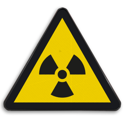 Veiligheidspictogram W003 - Gevaar voor radioactief materiaal - reflecterend