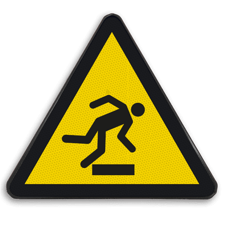 Reflecterende sticker of bord Pictogram W007 - Gevaar voor struikelen