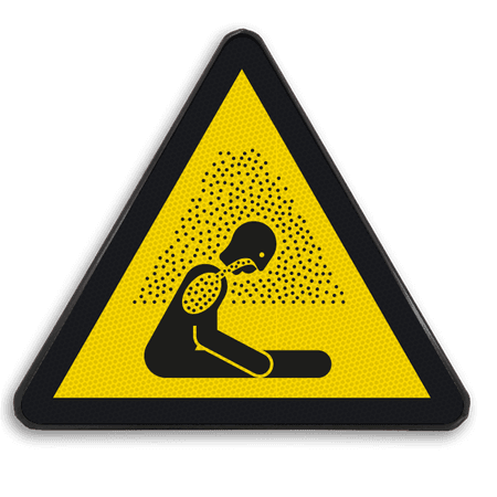 Reflecterende sticker of bord Pictogram W041 - Gevaar voor verstikkende atmosfeer