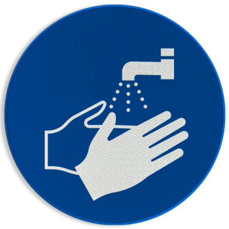 Veiligheidspictogram M011 - Handen wassen verplicht - reflecterend
