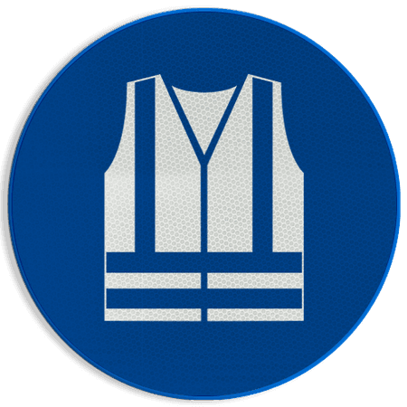 Reflecterende sticker of bord Pictogram M015 - Veiligheidsvest verplicht
