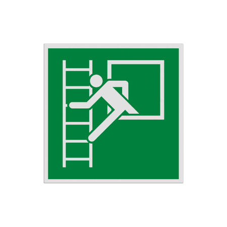 Reflecterende sticker of bord Pictogram E016 - Vluchtraam met brandladder