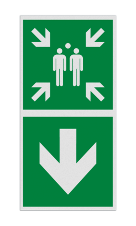 Panneau angulaire - E007 - Point de rassemblement vers le bas