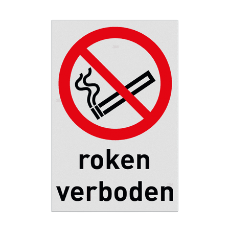 Veiligheidspictogram P002 - Roken verboden met tekst - reflecterend