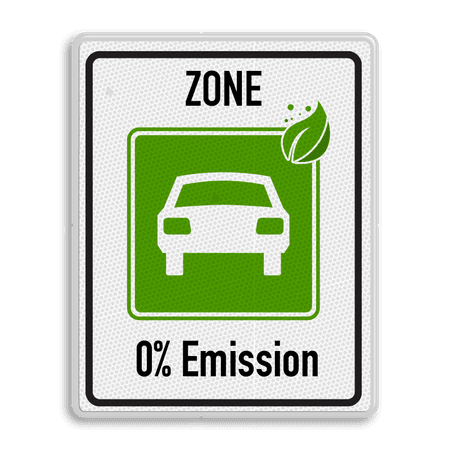 Verkeersbord begin zone ZERO Emissie - milieuzone