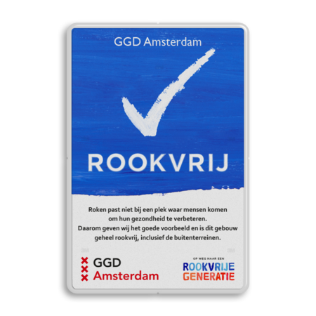 Informatiebord Rookvrij met logo GGD Amsterdam