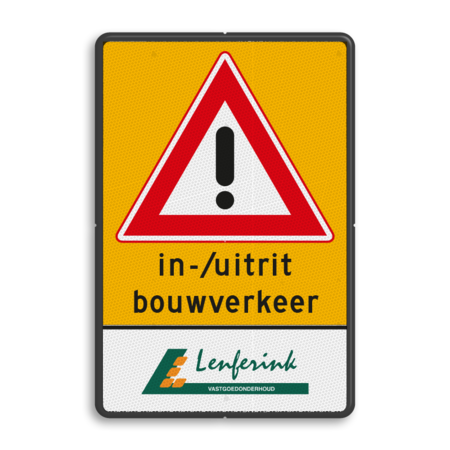 Verkeersbord J37 + uitrit bouwverkeer + logo