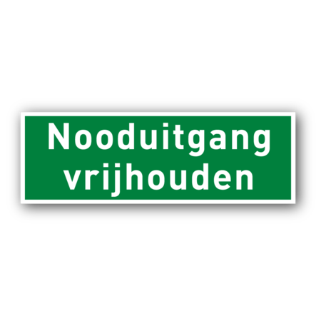 Nooduitgang bordje 500x200mm groen/wit