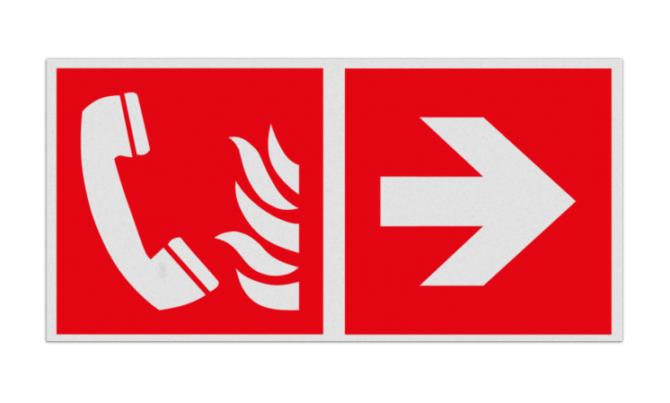 Panneau angulaire - F006 - Direction du téléphone à utiliser en cas d’incendie