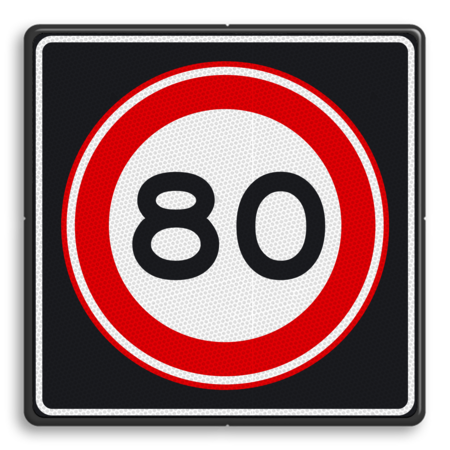 Verkeersbord RVV A01 80s - Maximum snelheid 80 km/h