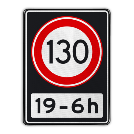 Verkeersbord RVV A01 130 OB201ps - Maximum snelheid 100 km/h