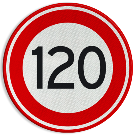 Verkeersbord RVV A01-120 - Maximum snelheid 120 km/h