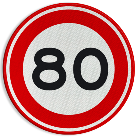Verkeersbord RVV A01-080 - Maximum snelheid 80 km/h