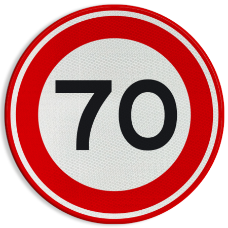 Verkeersbord RVV A01-070 - Maximum snelheid 70 km/h