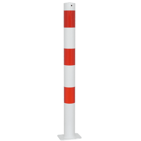 Rampaal Ø102x900mm met vaste voetplaat - wit/rood