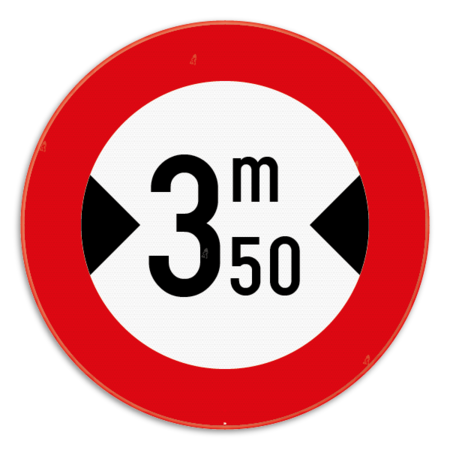 Verkeersbord SB250 C27 - Verboden voor voertuigen breder dan het aangeduide