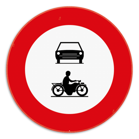 Panneau SB250 - C5 - C7 - Accès interdit aux conducteurs de véhicules à moteur à plus de deux roues et motocyclettes
