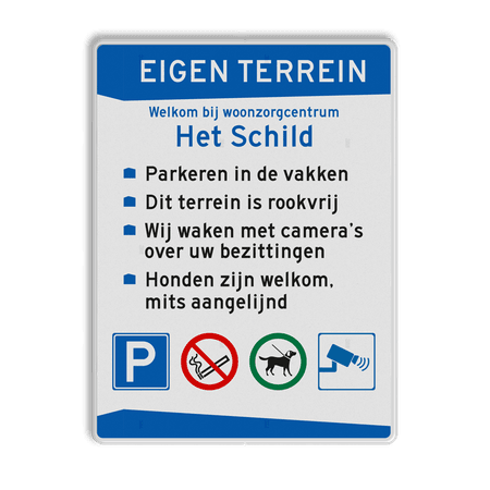 Entreebord eigen terrein - reglement parkeren en overig