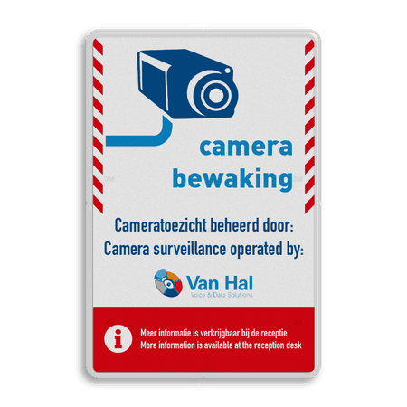 Informatiebord camerabewaking klantspecifiek met logo - reflecterend