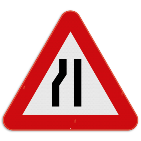 Verkeersbord SB250 A7b - Rijbaanversmalling links