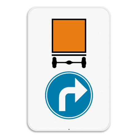 Verkeersbord SB250 D4 rechts - Verplicht rechts voor voertuigen die gevaarlijke goederen vervoeren