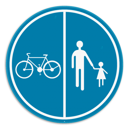 Verkeersbord SB250 D9a - Deel van de weg voorbehouden voor voetgangers en fietsers