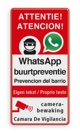 Tweetalig WhatsApp Buurtpreventie bord