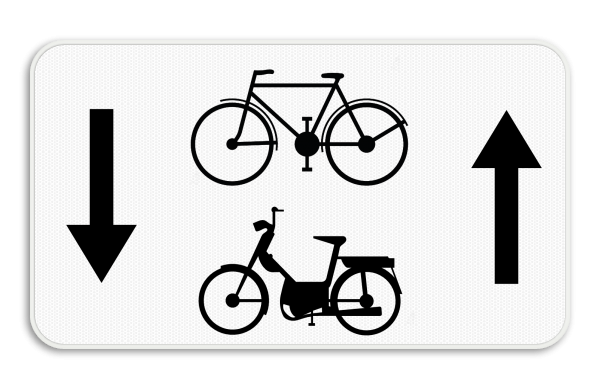 Verkeersbord SB250 M5bis - fietsers, bromfietsers klasse A, B en speed pedelecs mogen in 2 richtingen