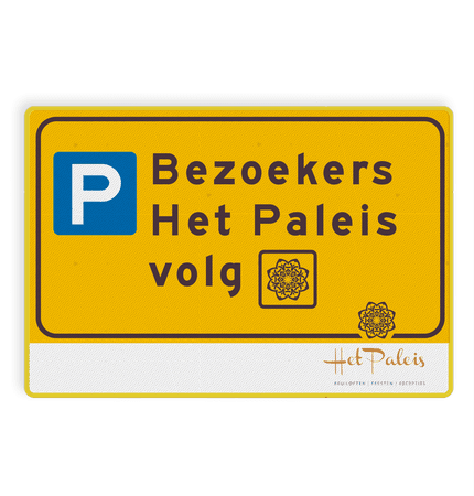 Omleidingsbord route tijdelijk parkeren met pictogram of pijl