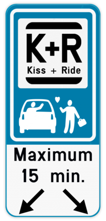 Panneau de stationnement Kiss&Ride - Limitation de temps - Fléché