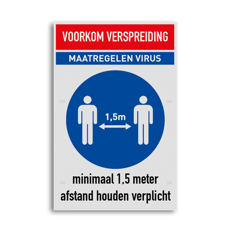 Veiligheidsbord 1,5 meter afstand houden verplicht