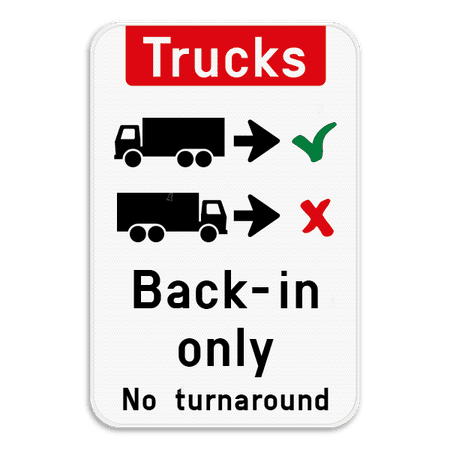 Informatiebord - Trucks drive in backwards only