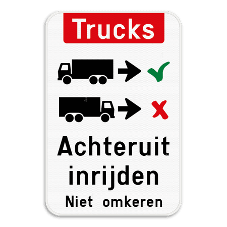 Informatiebord - Trucks achteruit inrijden